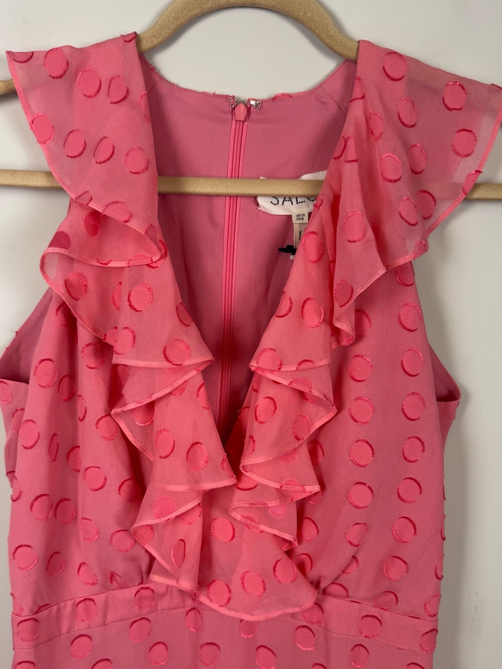 SALONI Rita Large Polka Jacquard Dress in Watermelon Pink - Picture 3 of 6